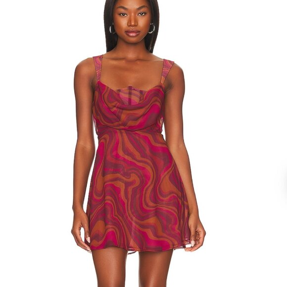 For Love & Lemons Eleanor Mini Dress – NWT, Red - Picture 3 of 6
